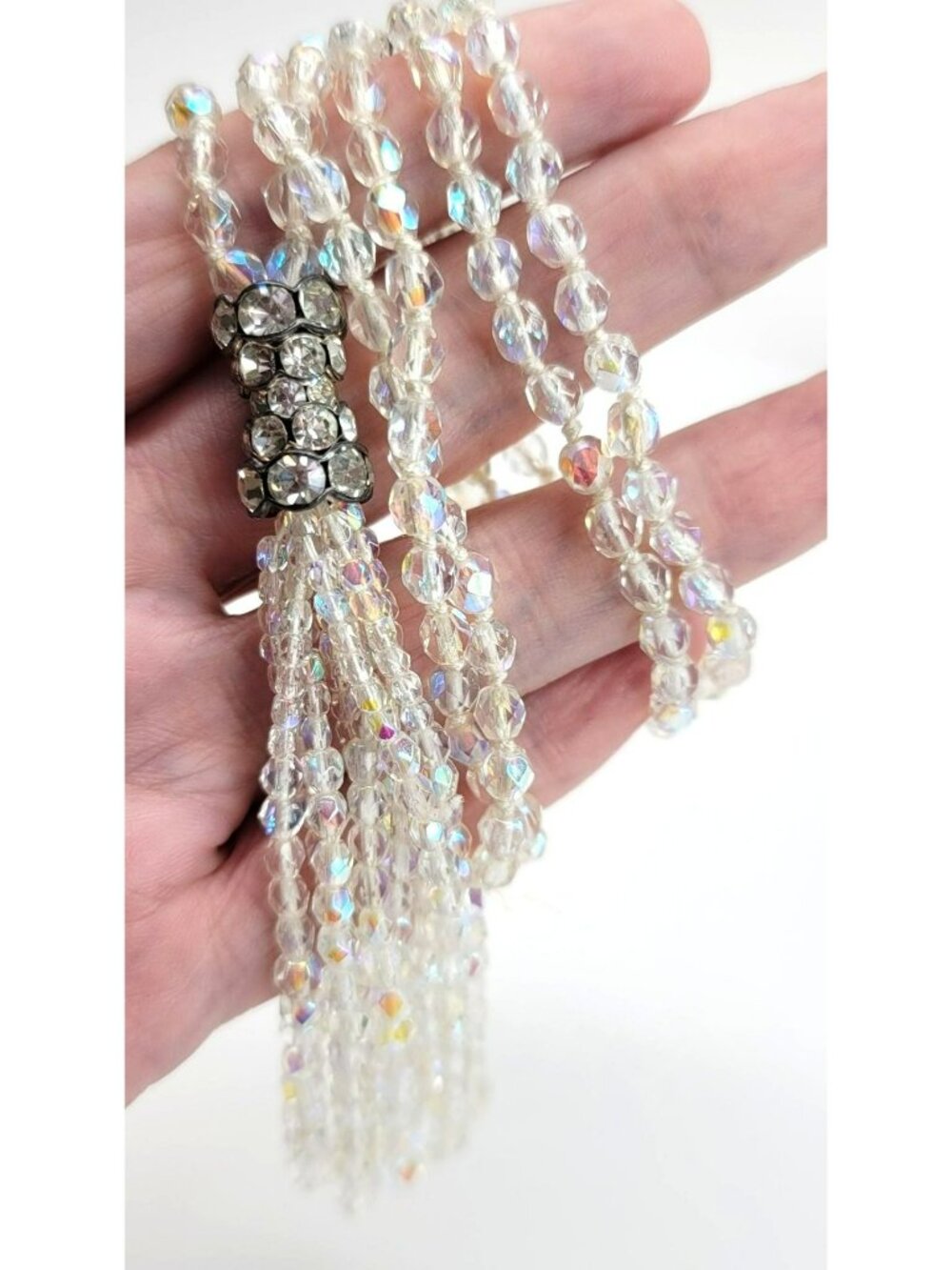 Monet Crystal Iridescent Beaded Necklace with Rhinestone Accent Fashion DH487